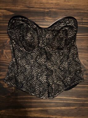Lunaire 36DD Bustier lace black nude